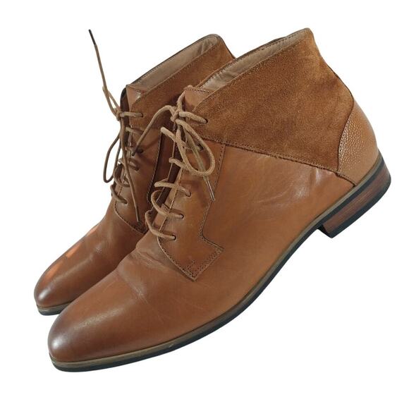 LA MILANO! PECAN BROWN GENUINE LEATHER & SUEDE MEMORY FOAM, ANKLE BOOTS! SZ 13 - Picture 1 of 12